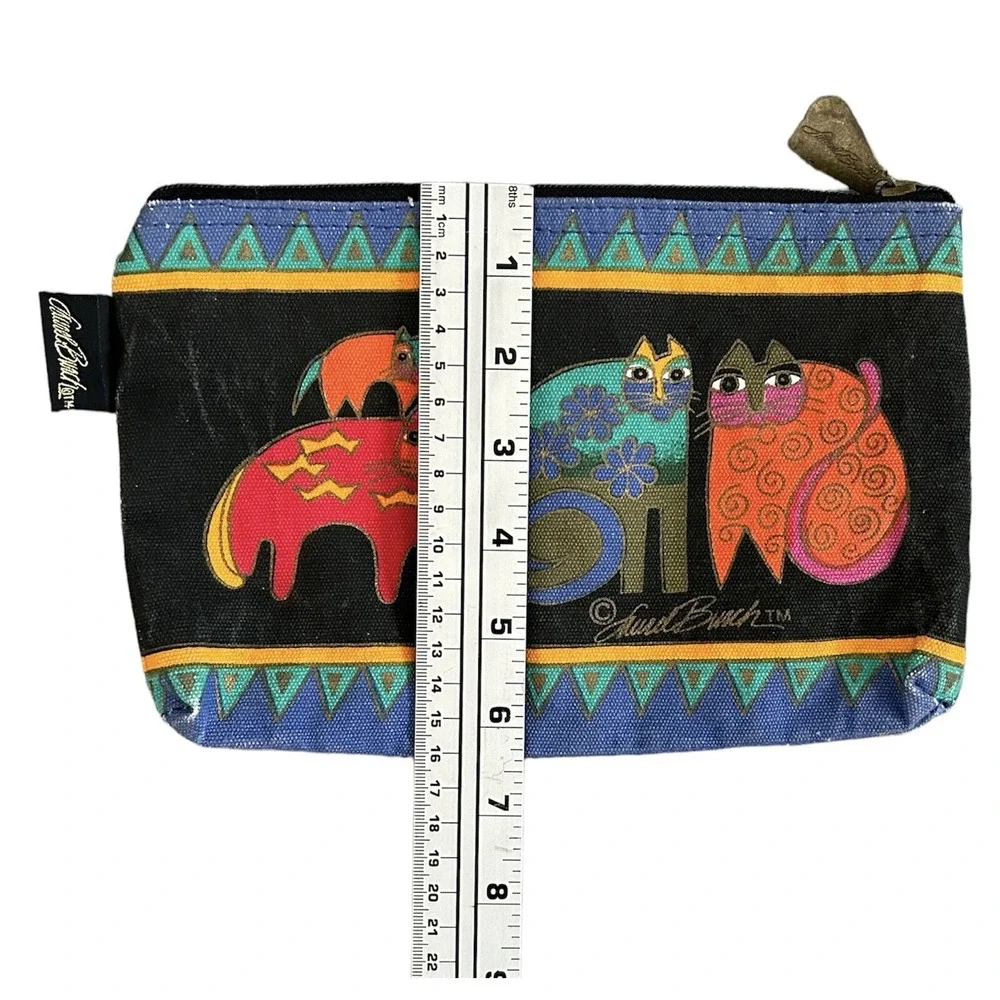 Laurel Burch Cosmetic Bag Pouch Tasai Cats Colorful Canvas‎